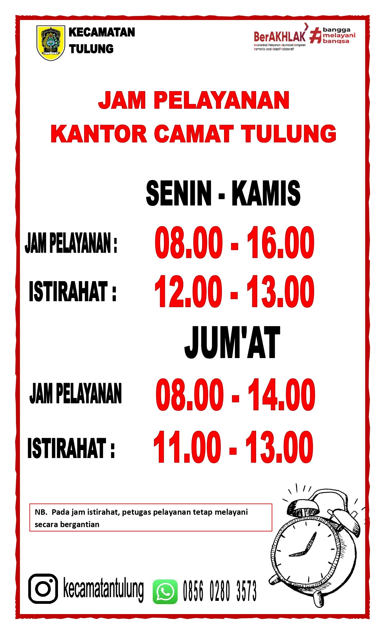 INFORMASI JAM PELAYANAN